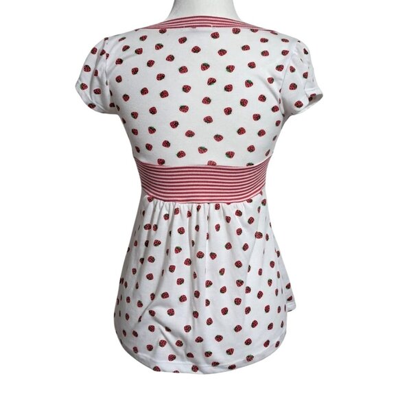 Y2K Forever 21 Strawberry McBling Babydoll Top Made in USA Small Candy Stripe Em - Picture 4 of 8